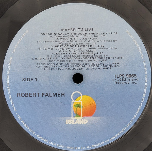 Robert Palmer - Maybe It's Live (Vinyl, LP, Album, Reissue) Good Plus (G+) / Very Good (VG)