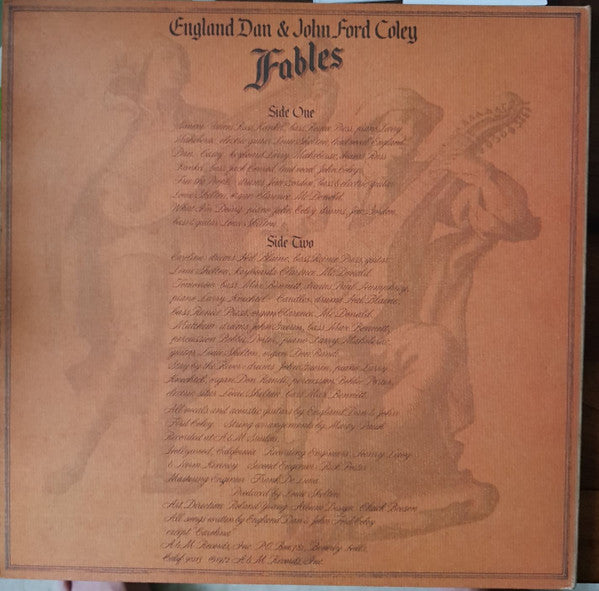 England Dan & John Ford Coley - Fables (Vinyl, LP, Album, Stereo) Very Good Plus (VG+) / Very Good Plus (VG+)