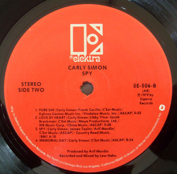 Carly Simon - Spy (Vinyl, LP, Album) Good Plus (G+) / Very Good (VG)