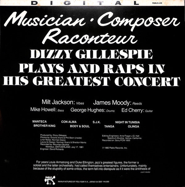 Dizzy Gillespie - Musician-Composer-Raconteur (2xVinyl, LP, Album) Very Good (VG) / Very Good Plus (VG+)