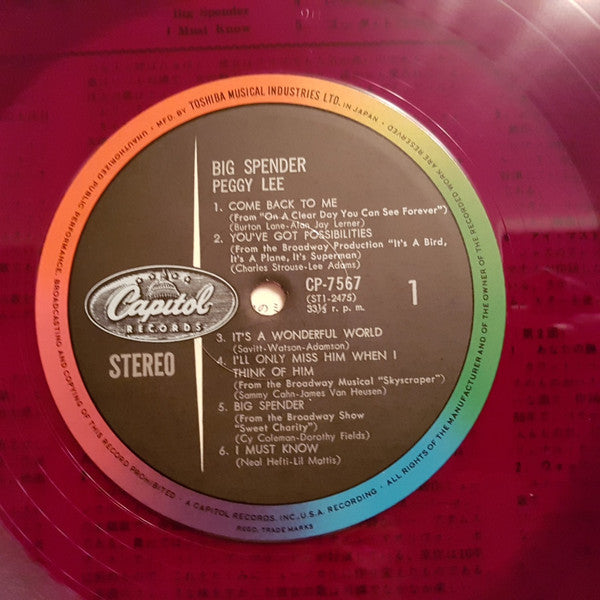 Peggy Lee - Big Spender (Vinyl, LP, Album, Stereo) Good Plus (G+) / Very Good (VG)