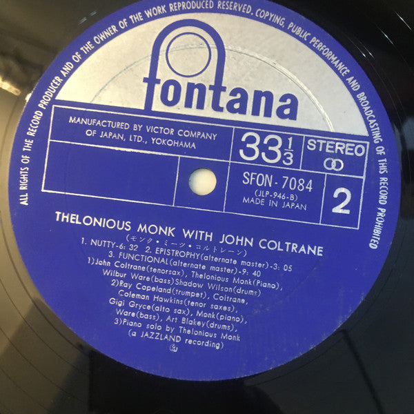 Thelonious Monk - Thelonious Monk With John Coltrane (Vinyl, LP, Album, Reissue, Stereo) Very Good Plus (VG+) / Very Good Plus (VG+)