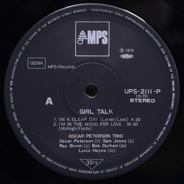Oscar Peterson - Girl Talk (Vinyl, LP, Album, Reissue, Stereo) Very Good Plus (VG+) / Very Good Plus (VG+)