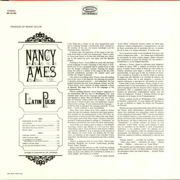 Nancy Ames - Latin Pulse (Vinyl, LP, Album, Reissue, Stereo) Good Plus (G+) / Very Good (VG)