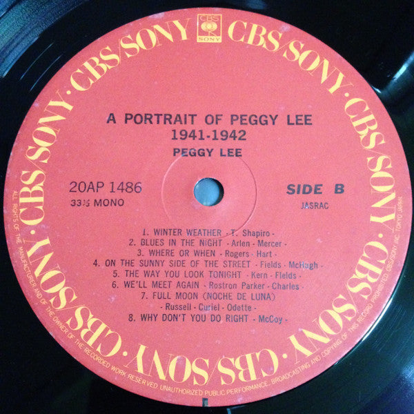 Peggy Lee - A Portrait Of Peggy Lee 1941 - 1942 (Vinyl, LP, Compilation) Very Good Plus (VG+) / Very Good Plus (VG+)