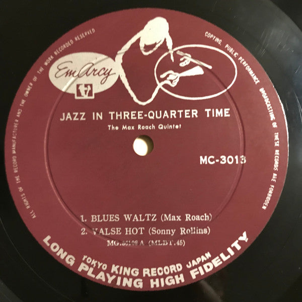 Max Roach - Jazz In 3/4 Time (Vinyl, LP, Album, Mono) Good Plus (G+) / Very Good (VG)