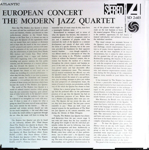 The Modern Jazz Quartet - European Concert (2xVinyl, LP, Album, Reissue, Stereo) Very Good Plus (VG+) / Very Good (VG)