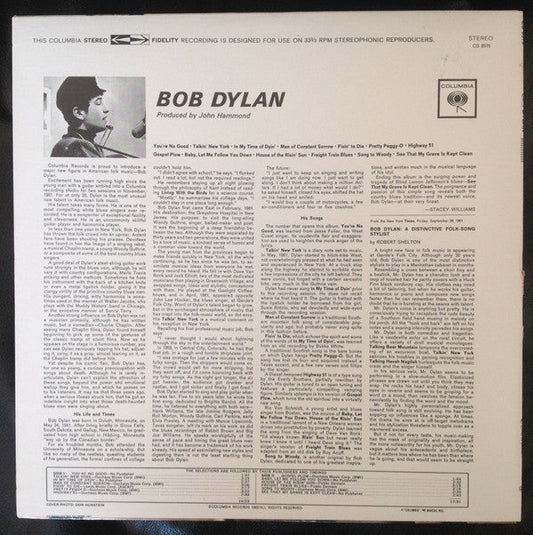 Bob Dylan - Bob Dylan (Vinyl, LP, Album, Reissue, Stereo) Very Good Plus (VG+) / Very Good (VG)