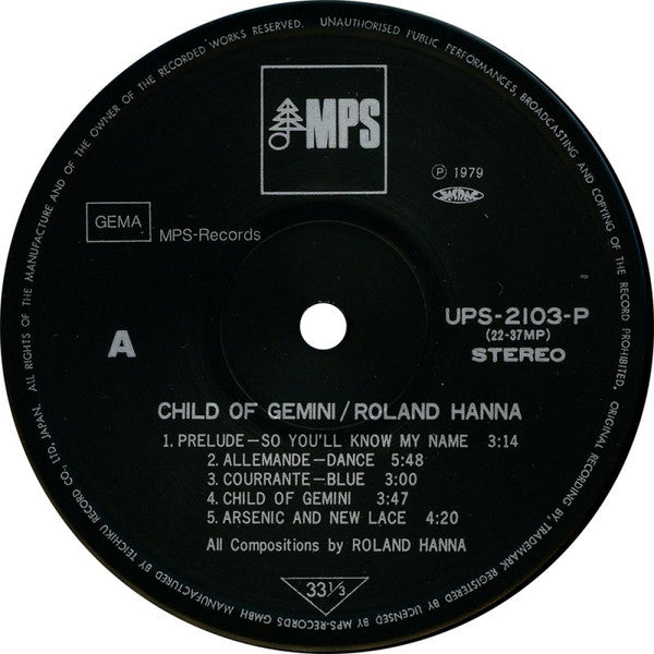 Roland Hanna Trio - Child Of Gemini (Vinyl, LP, Album) Very Good (VG) / Very Good (VG)