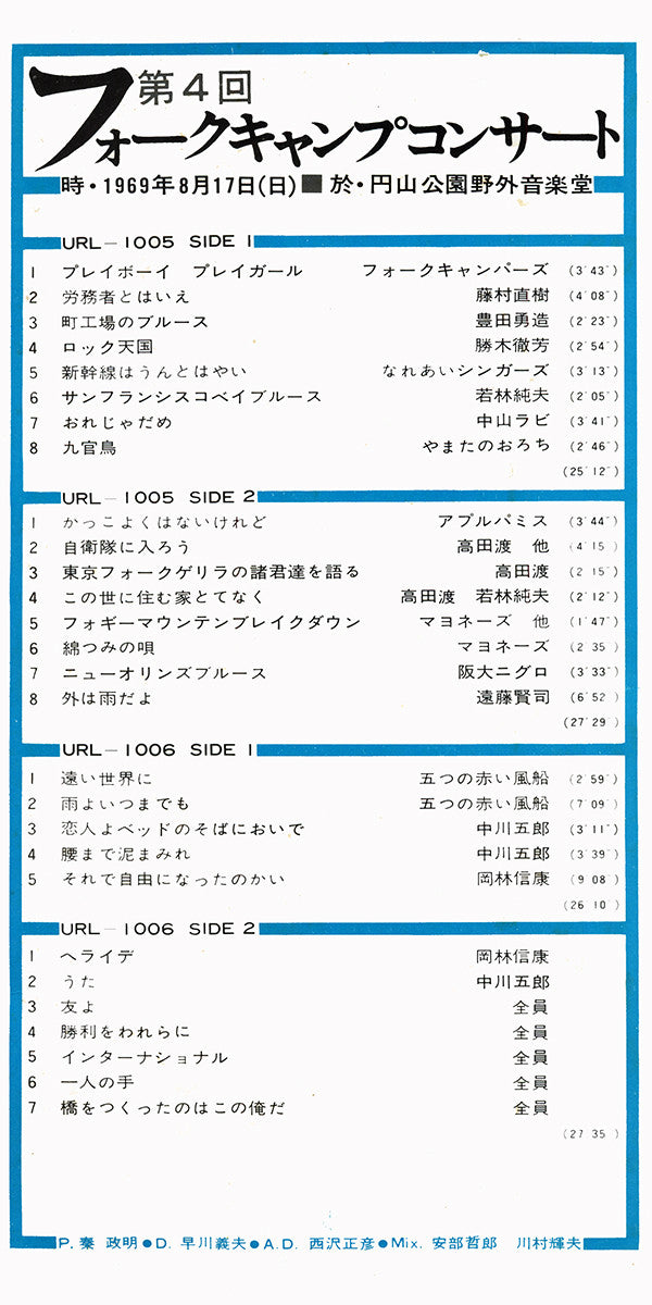 Various - 第4回フォークキャンプコンサート (2xVinyl, LP, Album) Very Good (VG) / Very Good (VG)