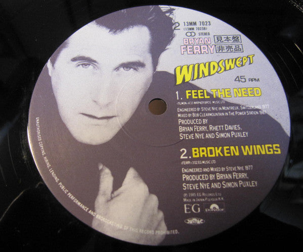 Bryan Ferry - Windswept (Vinyl, 12", 45 RPM, EP, Promo, Stereo) Very Good (VG) / Very Good (VG)