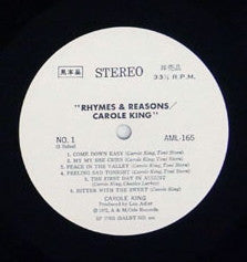 Carole King - Rhymes & Reasons (Vinyl, LP, Album, Promo, Stereo) Good Plus (G+) / Very Good (VG)