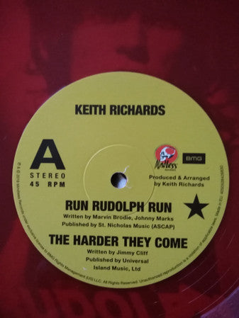 Keith Richards - Run Rudolph Run / The Harder They Come / Pressure Drop (Vinyl, 12", 45 RPM, Record Store Day, Single, Limited Edition, Stereo) Very Good Plus (VG+) / Very Good Plus (VG+)