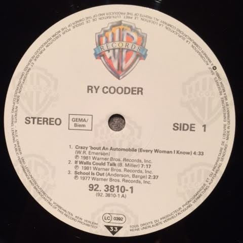 Ry Cooder - Live (Vinyl, LP, Mini-Album) Very Good Plus (VG+) / Very Good Plus (VG+)