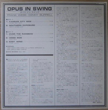 Frank Wess - Opus In Swing (Vinyl, LP, Album, Reissue, Mono) Very Good (VG) / Very Good (VG)