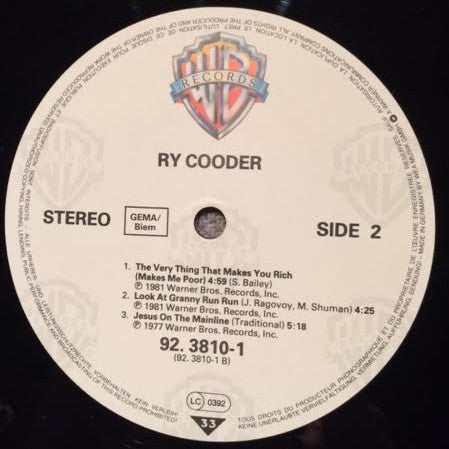 Ry Cooder - Live (Vinyl, LP, Mini-Album) Very Good Plus (VG+) / Very Good Plus (VG+)