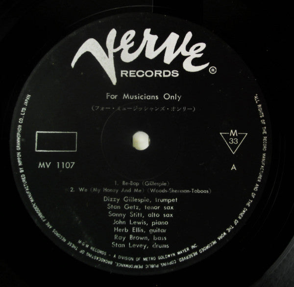 Stan Getz - For Musicians Only (Vinyl, LP, Album, Reissue, Mono) Very Good Plus (VG+) / Very Good (VG)