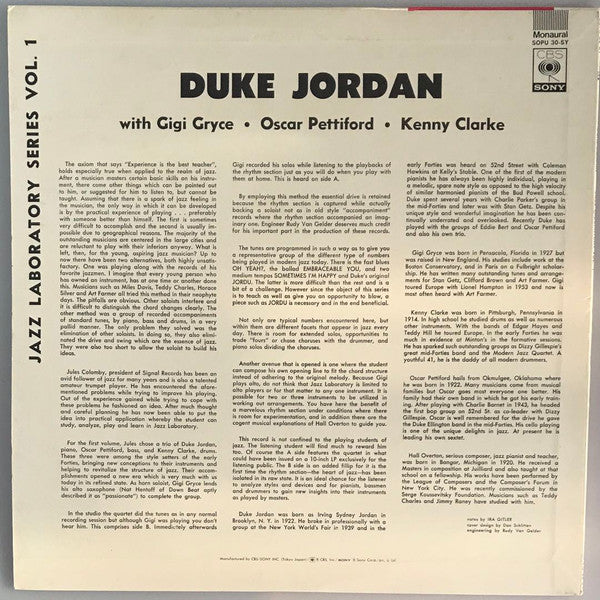 Duke Jordan - Jazz Laboratory Series Vol. 1 (Vinyl, LP, Album, Reis...
