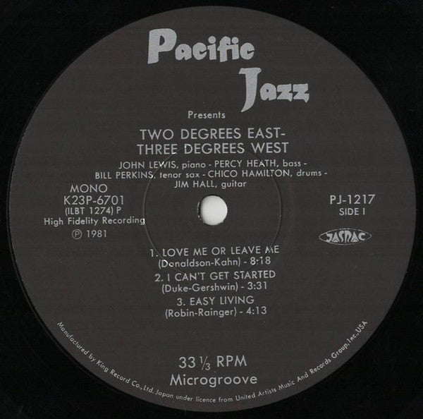 John Lewis (2) - Grand Encounter: 2 Degrees East - 3 Degrees West (Vinyl, LP, Album, Reissue, Mono) Very Good Plus (VG+) / Very Good Plus (VG+)