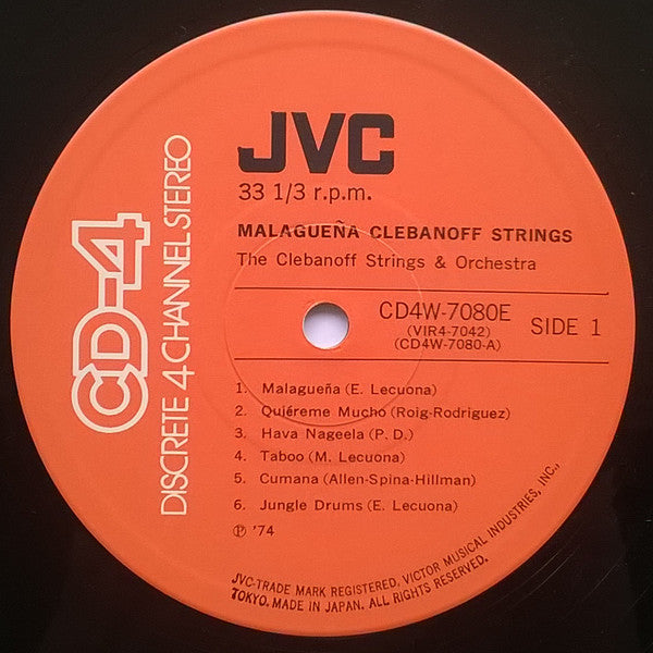 The Clebanoff Strings - Malagueña (Vinyl, LP, Album, Quadraphonic) Very Good Plus (VG+) / Very Good Plus (VG+)