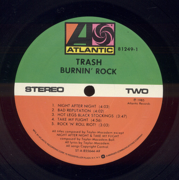 Trash (8) - Burnin' Rock (Vinyl, LP, Album) Very Good Plus (VG+) / Very Good (VG)