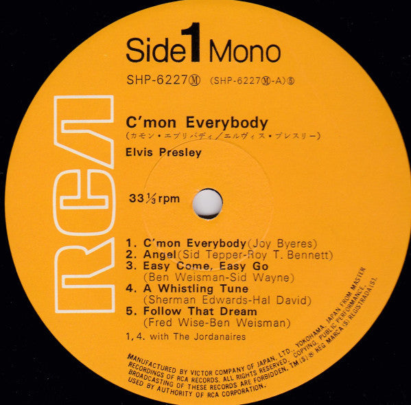 Elvis Presley - C'mon Everybody (Vinyl, LP, Album, Compilation, Mono)