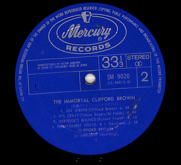 Clifford Brown - The Immortal Clifford Brown (2xVinyl, LP, Compilation, Mono) Good Plus (G+) / Very Good Plus (VG+)