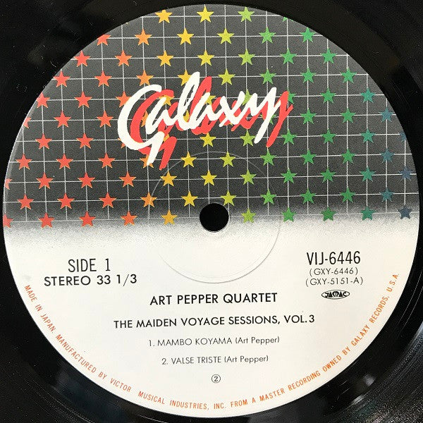Art Pepper Quartet - The Maiden Voyage Sessions, Vol. 3 (Vinyl, LP, Album) Very Good (VG) / Very Good Plus (VG+)