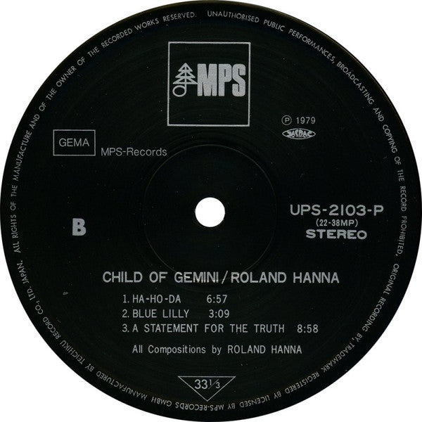 Roland Hanna Trio - Child Of Gemini (Vinyl, LP, Album) Very Good (VG) / Very Good (VG)
