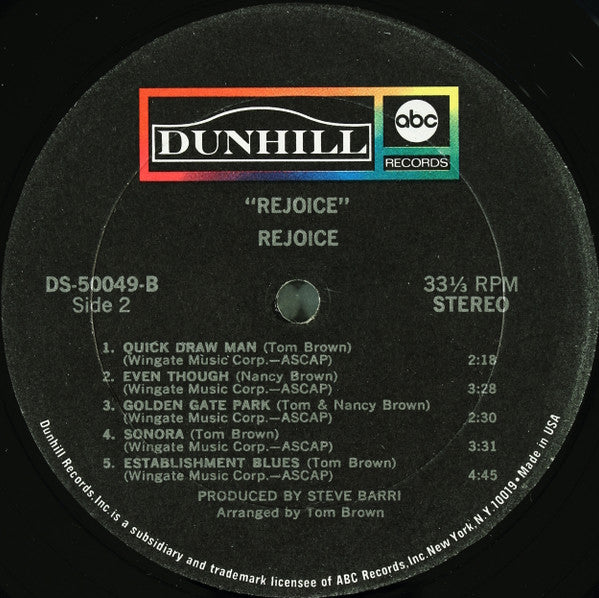 Rejoice! - Rejoice (Vinyl, LP, Album, Stereo) Very Good (VG) / Good (G)