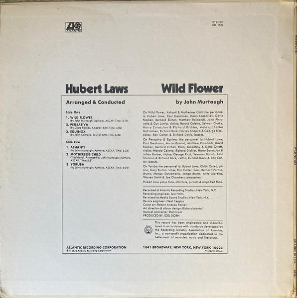 Hubert Laws - Wild Flower (Vinyl, LP, Album, Stereo) Good Plus (G+) / Good Plus (G+)