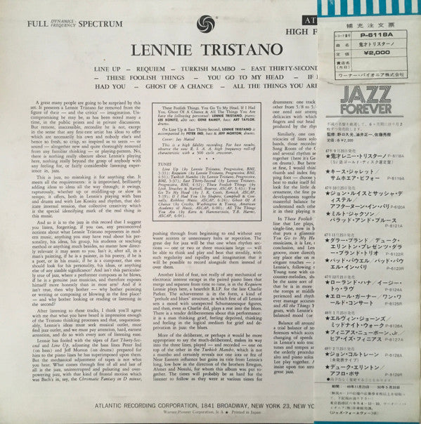 Lennie Tristano - Lennie Tristano (Vinyl, LP, Album, Promo, Reissue, Mono) Very Good Plus (VG+) / Good Plus (G+)