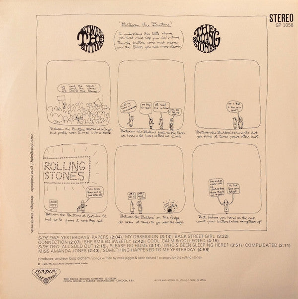 The Rolling Stones - Between The Buttons = ビトゥイーン・ザ・バトンズ (Vinyl, LP, Album, Limited Edition, Reissue, Stereo) Very Good Plus (VG+) / Very Good Plus (VG+)