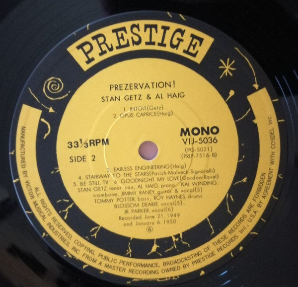 Stan Getz - Prezervation (Vinyl, LP, Album, Limited Edition, Reissue, Mono) Near Mint (NM or M-) / Very Good Plus (VG+)