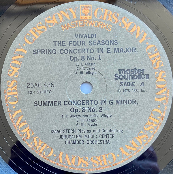 Antonio Vivaldi - Isaac Stern Plays And Conducts Vivaldi The Four Seasons (Vinyl, LP, Album, Remastered) Very Good Plus (VG+) / Very Good Plus (VG+)