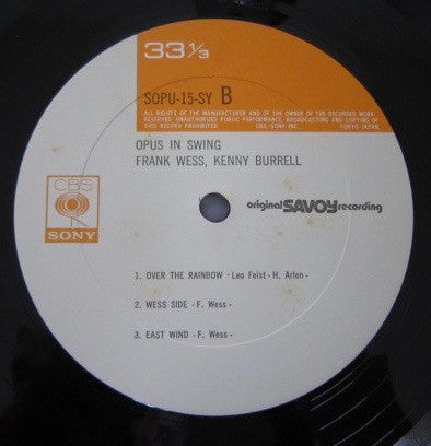 Frank Wess - Opus In Swing (Vinyl, LP, Album, Reissue, Mono) Very Good (VG) / Very Good (VG)