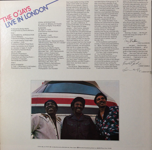 The O'Jays - The O'Jays Live In London (Vinyl, LP, Album) Very Good Plus (VG+) / Very Good Plus (VG+)