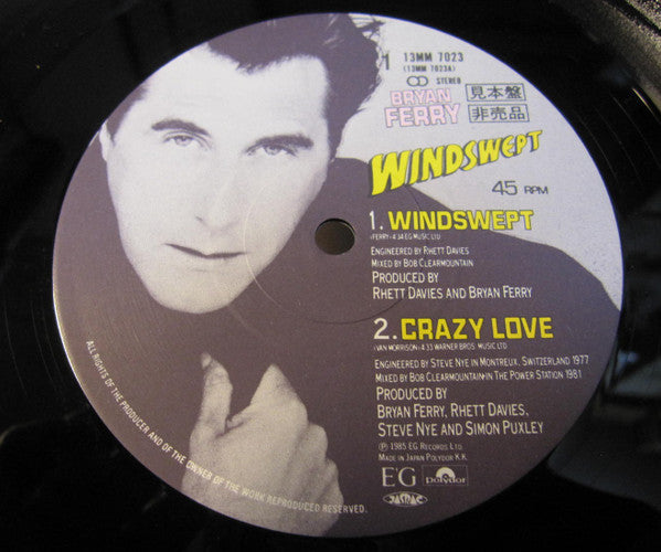 Bryan Ferry - Windswept (Vinyl, 12", 45 RPM, EP, Promo, Stereo) Very Good (VG) / Very Good (VG)