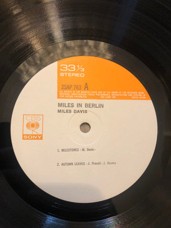 Miles Davis - Miles In Berlin (Vinyl, LP, Album, Promo, Reissue) Very Good Plus (VG+) / Good Plus (G+)