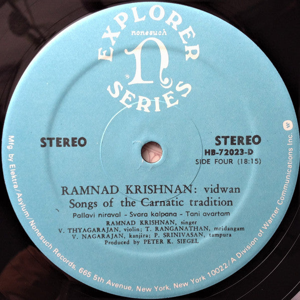 Ramnad Krishnan - Vidwan/Songs Of The Carnatic Tradition = 南インド古典声楽の真髄 (2xVinyl, LP, Album, Reissue, Stereo) Very Good Plus (VG+) / Very Good Plus (VG+)