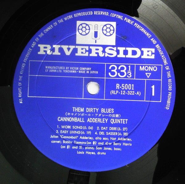 The Cannonball Adderley Quintet - Them Dirty Blues (Vinyl, LP, Album, Mono) Very Good (VG) / Very Good (VG)