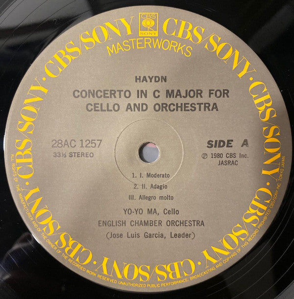 Yo-Yo Ma - Yo-Yo Ma, English Chamber Orchestra - Haydn* – Cello Concerti No. 1 (C Major / C-dur / Ut Majeur) / No. 2 (D Major / D-dur / Ré Majeur) (Vinyl, LP, Album, Stereo) Very Good Plus (VG+) / Very Good Plus (VG+)