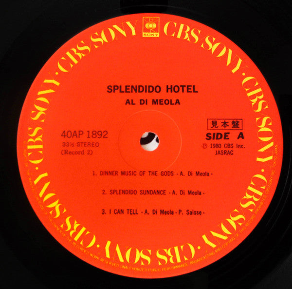 Al Di Meola - Splendido Hotel (2xVinyl, LP, Album, Promo) Very Good Plus (VG+) / Very Good (VG)