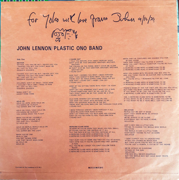 John Lennon - John Lennon / Plastic Ono Band (Vinyl, LP, Album, Rei...