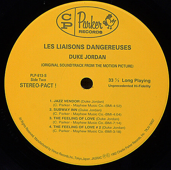 Duke Jordan - Music Of The Original Soundtrack From The Motion Picture Les Liaisons Dangereuses (Vinyl, LP, Album, Stereo) Very Good Plus (VG+) / Very Good Plus (VG+)