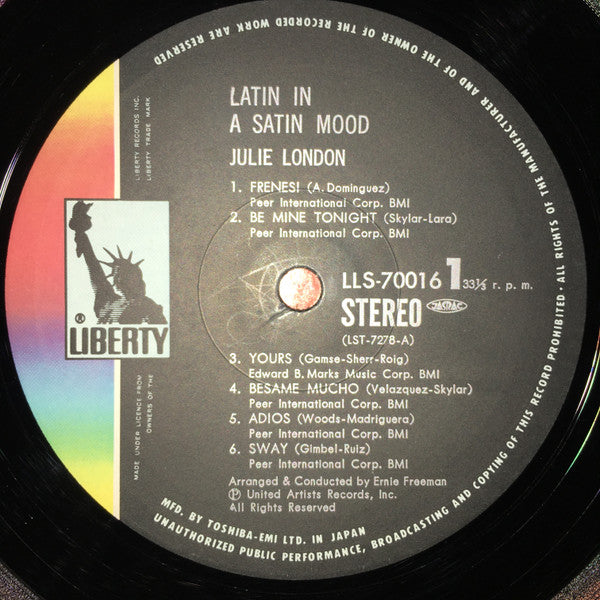 Julie London - Julie London Sings Latin In  A Satin Mood (Vinyl, LP, Album, Stereo) Very Good Plus (VG+) / Very Good Plus (VG+)