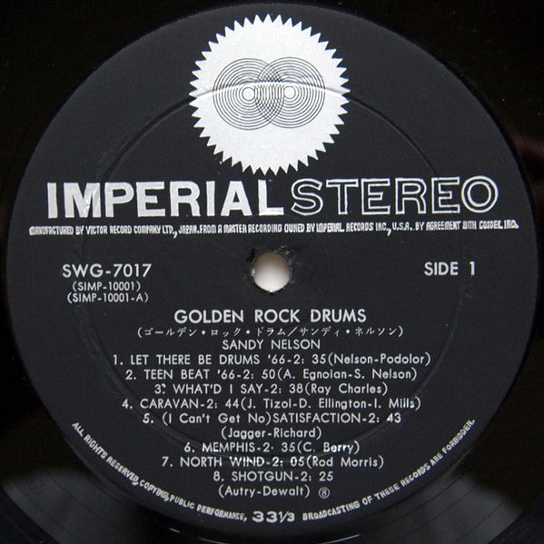 Sandy Nelson - Golden Rock Drum (Vinyl, LP, Compilation) Very Good (VG) / Good Plus (G+)