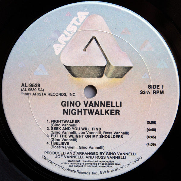 Gino Vannelli - Nightwalker (Vinyl, LP, Album, Stereo) Very Good Plus (VG+) / Very Good (VG)