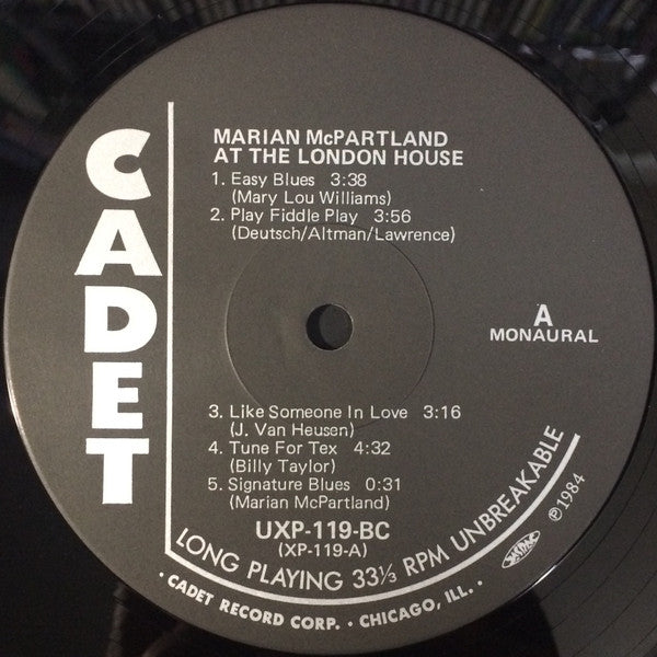 Marian McPartland - Marian McPartland At The London House (Vinyl, LP, Album, Reissue, Mono) Very Good Plus (VG+) / Very Good Plus (VG+)