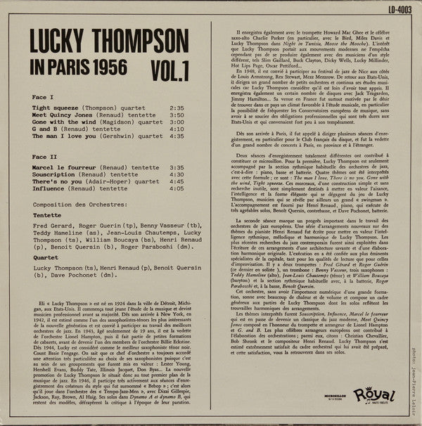 Lucky Thompson - In Paris 1956 Vol. 1 (Vinyl, LP) Very Good (VG) / Very Good Plus (VG+)